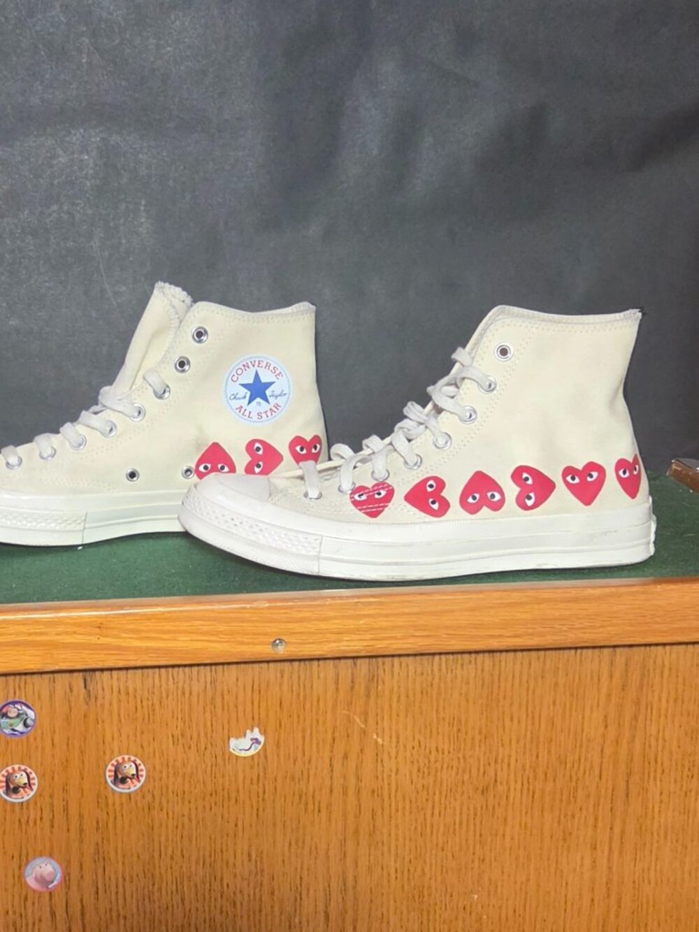 Converse Chuck 70 CDG Play Cream Red Heart Sneakers